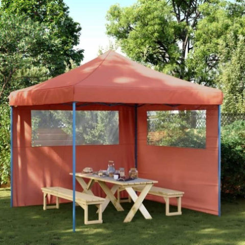 ZNTS Foldable Party Tent Pop-Up with 2 Sidewalls Terracotta 4004926