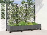 Garden Planter with Trellis&Wheels Light Grey PP 3423054