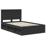 Bed Frame with Headboard Black 120 x 200 cm Solid Pine Wood 3411029