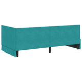 Corner Bed Frame with Headboard Turquoise 90 x 200 cm Velvet 42016396