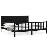 Bed Frame without Mattress Black 200x200 cm Solid Wood Pine 3192775
