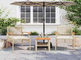 Garden Chairs with Cushions 2 pcs Beige Poly Rattan Acacia Wood 366249