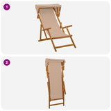 Deck Chair 2 pcs 3 Position Solid Eucalyptus Wood Taupe 3407815