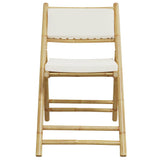 3 Piece Folding Bistro set with Cream White Cushions Bamboo 3208933