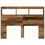 Headboard Cabinet with LED Old Wood 140x17x102 cm 863128