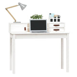 Desk White 110x50x93 cm Solid Wood Pine 823530
