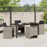 Garden Dining Set with Cushion 5 pcs Light grey Poly rattan 3379962