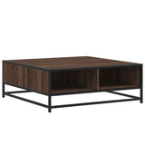 ZNTS Coffee Table Brown Oak 80x80x30 cm Engineered Wood and Metal 848773