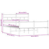 Metal Bed Frame without Mattress Smoked Oak 160x200 cm 3308490