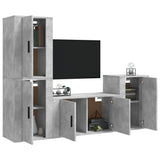 4 Piece TV Cabinet Set Concrete Grey Engineered Wood 3188610