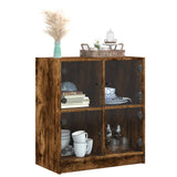 Side Cabinet with Glass Doors Smoked Oak 68x37x75.5 cm 836382