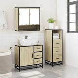 ZNTS 3 Piece Bathroom Furniture Set Sonoma Oak Engineered Wood 3301046