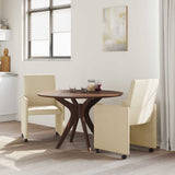 Dining Chairs with Wheels 2 pcs Cream 57 x 66 x 94 cm Fabric 42017814