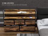 Rustic Chest of Five Fabric Drawers - Rustic Brown T3398P330512