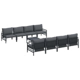 Garden Sofa Set with Cushion 9 pcs Black Steel 3378958