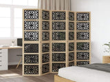 Room Divider 5 Panels Brown and Black Solid Wood Paulownia 358807