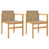 Garden Chairs with Cushions 2 pcs Beige Poly Rattan&Solid Wood 368713