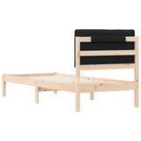 Bed Frame with Upholstered Headboard Black 75 x 190 cm 878091
