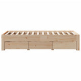Bed Frame without Mattress with Drawers 75x190 cm Small Single Solid Wood Pine 3308828