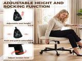 Imitation Linen Criss Cross Legged Desk Chair, Armless Office Chair with Wheels T3398P550271