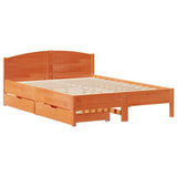 Bed Frame without Mattress Wax Brown 160x200 cm Solid Wood Pine 3301823