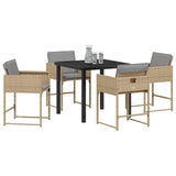 Garden Dining Set 5 pcs Beige Poly Rattan 3380737