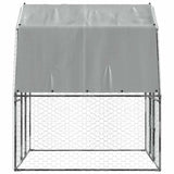 Chicken Cage with Roof and Door Silver Galvanised Steel 3294910