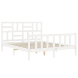 Bed Frame without Mattress White King Size Solid Wood Pine 3193082