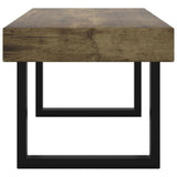ZNTS Coffee Table Dark Brown and Black 90x45x40 cm MDF and Iron 286100