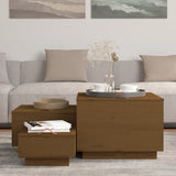 Storage Boxes with Lids 3 pcs Honey Brown Solid Wood Pine 818248