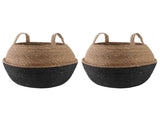 Plant Pot with Handles 2 pcs Black 45 x 36 cm 100% Seagrass 42012265