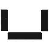 TV Cabinet Set Wall-mounted 4 pcs Black Engineered Wood 3409034