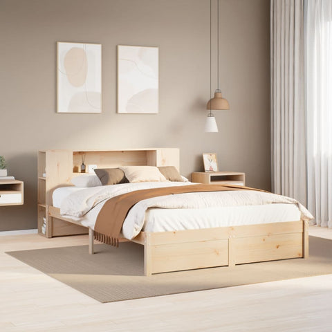 Bookcase Bed without Mattress 140x200cm Solid Wood Pine 3322359