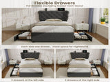 3ft Single Upholstered Bed with Rivet Design and Charging Station, Two Storage Drawers, Adjustable N652P412012G