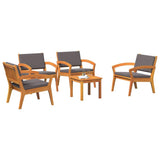 Bistro Set with Cushion 5 pcs Brown Polyester 3328620