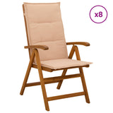 Reclining Garden Chairs 8 pcs Natural Solid Acacia Wood 3434478