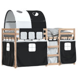 Bunk Bed without Mattress White&Black 90x200 cm Solid Wood Pine 3283982