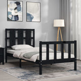 Bed Frame without Mattress Black 100x200 cm Solid Wood Pine 3192225
