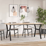 ZNTS Dining Table Y-Frame 180x90x75 cm Solid Wood Pine and Steel 3282722