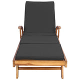 Sun Lounger Folding Brown and Dark Grey Solid Teak Wood 42032671