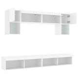 6 Piece TV Wall Units with LED White Engineered Wood 3216704