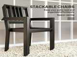 Set of Four Minimal Metal Garden Chairs - Black T3398P318554
