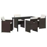 Garden Dining Set with Cushion 5 pcs Brown Poly Rattan 3379953