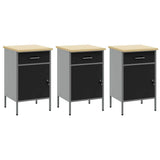 Work Cabinet with Drawer 7 pcs Black Engineered Wood and Steel 3321430