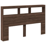 Headboard Cabinet with LED Brown Oak 160x17x102 cm 839209