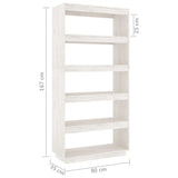 Book Cabinet/Room Divider White 80x35x167 cm Solid Pinewood 810895