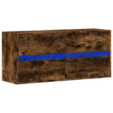 TV Wall Cabinet with LED Lights Smoked Oak 100x31x45 cm 852296
