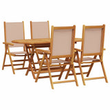 Garden Dining Set Folding 5 pcs Taupe Solid Acacia Wood 3375746