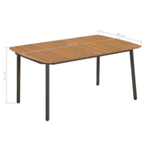Dining Set Grey, Natural Solid Acacia Wood, PE Rattan, Steel Large 3072493