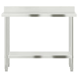 Kitchen Work Table with Backsplash 110x55x93 cm Stainless Steel 376458